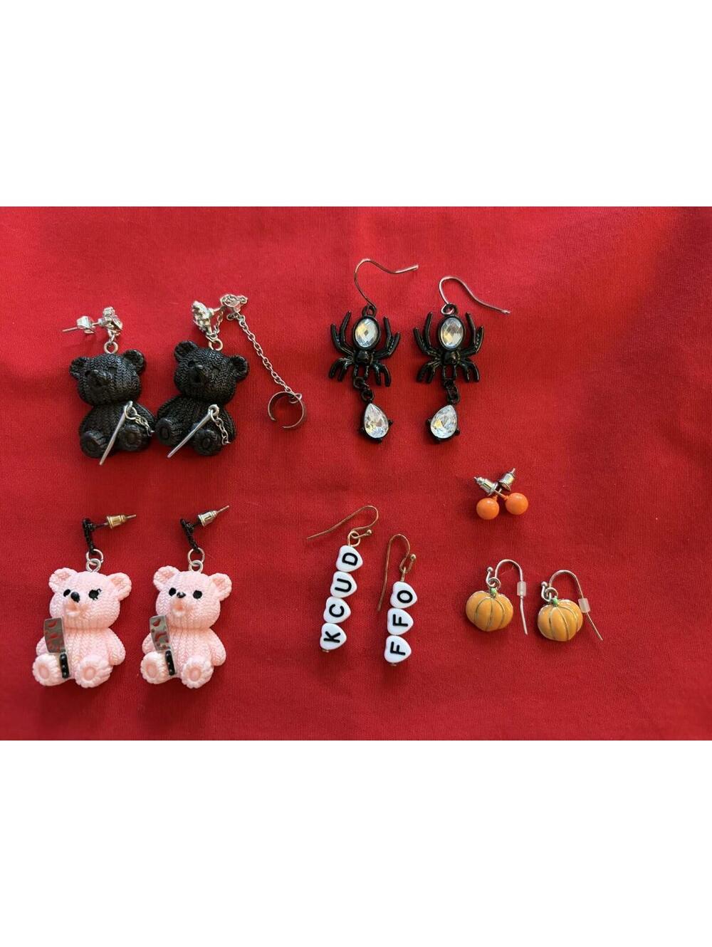 Halloween Multicolor Jewelry Mixed Lot Earrings 6 Pairs Knife Bears